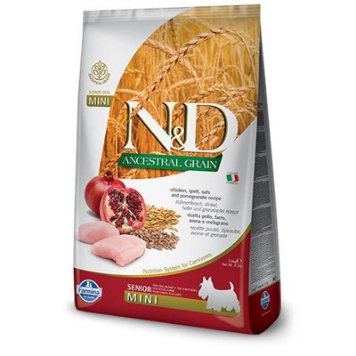 Farmina N&D Ancestral Grain canine CHICKEN&POMEGRANATE SENIOR MINI ...