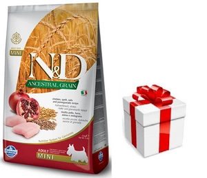 Farmina N&D Ancestral Grain canine CHICKEN & POMEGRANATE ADULT MINI 7kg + STAIGMENA ŠUNUI