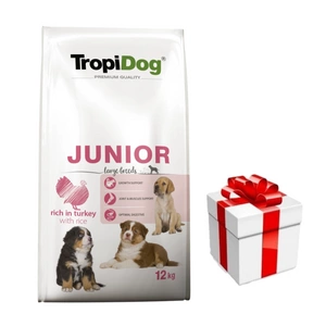TROPIDOG Premium Junior L su kalakutiena ir ryžiais 12kg + Staigmena Šunui