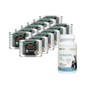 PRO PLAN Veterinary Diets Canine LT Virškinimo trakto maistas šunims Mousse 12x195g + LAB-V Synbiotic Vet - virškinamojo trakto sveikata ir žarnyno mikroflora šunims ir katėms 45 kapsulės