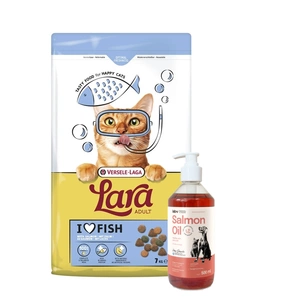 VERSELE-LAGA Lara Adult Salmon 7kg - Suaugusių kačių ėdalas su lašiša + LAB V Lašišų aliejus šunims ir katėms 500ml