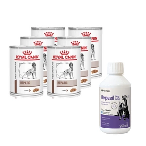 ROYAL CANIN Hepatic HF 16 6x420g + Lab-v Hepasil Dog & Cat preparatas šunų ir kačių kepenų veiklai gerinti 250 ml