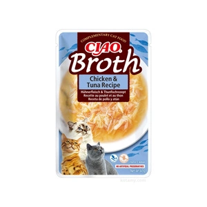 INABA Ciao Broth sultinio maisto papildas katėms su vištienos ir tuno skonio sultiniu 40g