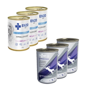 TROVET VPD Hypoallergenic - Venison (šuniui) 3x400g + ENZO VET Hipoalerginė dieta su triušiena šunims 3x400g