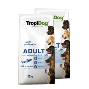 TROPIDOG Premium Adult medium & large breeds lašiša ir ryžiai 2x12kg