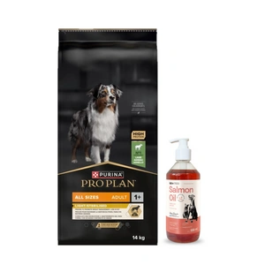 PRO PLAN Light Sterilised Visų dydžių suaugusiems šunims skirtas maistas, turintis daug jautienos 14 kg + LAB V Lašišų aliejus šunims ir katėms 500ml