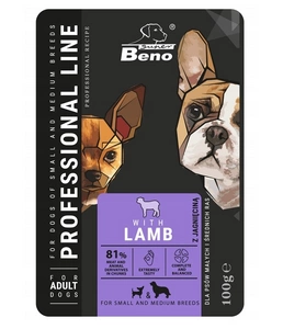 SUPER BENO Suaugusiųjų paketėlis mažiems ir vidutiniams šunims su ėriena 100g