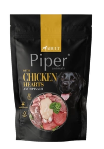 DOLINA NOTECI Piper šunims su vištienos širdelėmis ir špinatais 500g