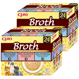 INABA Ciao Broth - kačių maisto papildas - sultinys su vištienos, lašišos, tuno ir šukučių skoniu 48x40g