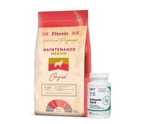 FITMIN Medium Maintenance 12kg + LAB-V Immuno Hard - imuniteto stiprinimas šunims ir katėms 45 kapsulės