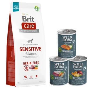 BRIT CARE Grain-free Sensitive Venison 12kg + Wild Farm Superfood skonių mišinys 3x400g