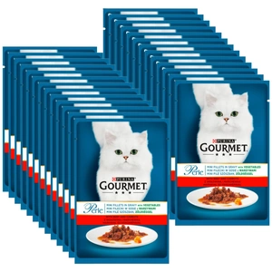 Purina Gourmet Perle kačių maistas mini filė padaže su jautiena ir morkomis 26x85 g