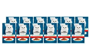 Purina Gourmet Perle kačių maistas mini filė padaže su jautiena ir morkomis 12x85 g