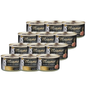 Miamor Feine Filets in jelly - drėgnas kačių ėdalas su tunu ir sūriu 12x100g skardinė