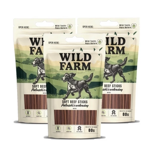 WILD FARM jautienos lazdelės 3x80g skanėstai šunims