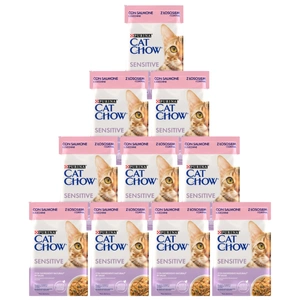 CAT CHOW Sensitive maistas su lašiša ir cukinija padaže 10x85g