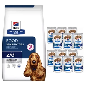 HILL'S PD Prescription Diet Canine z/d Food Sensitivities 3kg + HILL'S PD Prescription Diet Canine z/d Food Sensitivities Original 12x370g