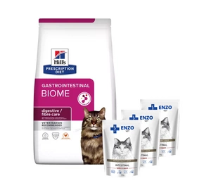 HILL'S PD Prescription Diet Feline Gastrointestinal Biome 1,5kg + ENZO VET Žarnynas su ėriena padaže katėms 3x100g