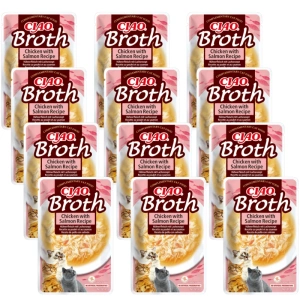 INABA Ciao Broth sultinio maisto papildas katėms su vištienos ir lašišos skonio sultiniu 12x40g