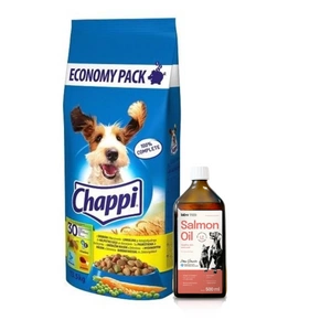 CHAPPI 13,5 kg - sausas maistas šunims su paukštiena ir daržovėmis + Lab-V 100% lašišų aliejus įvairaus amžiaus šunims ir katėms 500ml šalto spaudimo