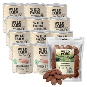 WILD FARM Pate Salmon&Fish 12x800g ėdalas šunims be glitimo + nemokamas skanėstas