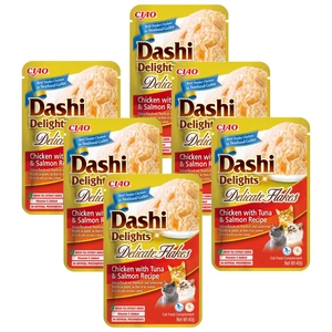 INABA Dashi Delights Delikatesiniai dribsniai Vištienos su tunu ir lašiša receptas 6x40g