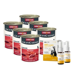 ANIMONDA GranCarno Junior skonis: kalakutiena 6x400g + Lab-V ADE Complex - vitaminų A, D ir E kompleksas šunims ir katėms