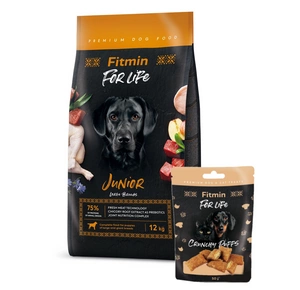 FITMIN For Life Junior Large Breeds 12kg + Fitmin For Life sausainiai šunims ir katėms 50 g skonių mišinys