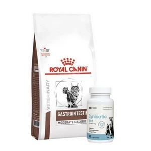 ROYAL CANIN Gastro Intestinal Moderate Calorie GIM 35 4kg + LAB-V Synbiotic Vet - virškinamojo trakto sveikata ir žarnyno mikroflora šunims ir katėms 45 kapsulės