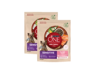 PURINA ONE Mini Delicate Lašiša, ryžiai - sausas maistas šunims - 2x800 g