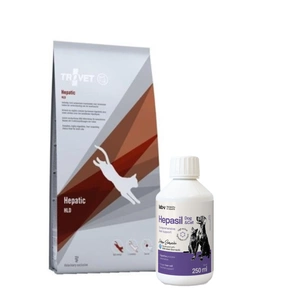 TROVET HLD Hepatic (katei) 3kg + Lab-v Hepasil Dog & Cat preparatas šunų ir kačių kepenų veiklai gerinti 250 ml