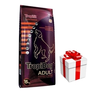 TROPIDOG Spuer Premium adult medium & large breed vištiena ir lašiša 15kg + Staigmena Šunui