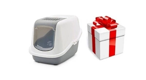 SAVIC NESTOR kačių tualetas baltai pilkas 56x39x38,5cm + STAIGMENA KATEI