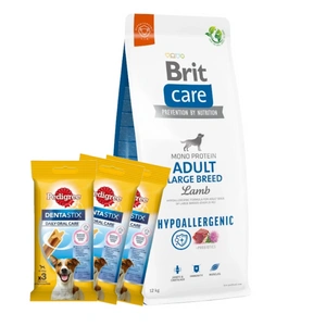 BRIT CARE Dog Hypoallergenic Adult Large Breed Lamb 12kg + 3xDentaStix NEMOKAMAI
