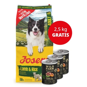 JOSERA Adult Lamb & Rice 12,5+2,5kg + Wild Farm Monoprotein Pork 3x400g hipoalerginis maistas šunims