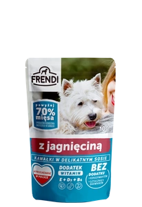 Frendi- Mėsos gabalėliai švelniame padaže su ėriena 100g.
