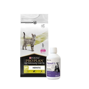 PURINA Veterinary PVD HP Hepatic Cat 1,5kg + Lab-v Hepasil Dog & Cat preparatas šunų ir kačių kepenų veiklai gerinti 250 ml