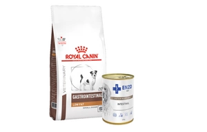 ROYAL CANIN Gastro Intestinal Low Fat Small Dog 1,5kg + ENZO VET Žarnyno dieta šunims su ėriena 400g
