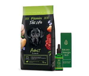 FITMIN For Life Adult All Breeds 12kg + LAB-V Omega 3 ir 6 riebalų rūgštys bendrai šunų ir kačių sveikatos, kailio ir odos būklei gerinti 100ml