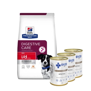 HILL'S PD Prescription Diet Canine i/d stress mini 3kg + ENZO VET Žarnyno dieta šunims su ėriena 3x400g