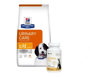 HILL'S PD Prescription Diet Canine c/d Urinary Care 4kg + LAB-V Urinary Dog - Pagalba šunims sergant šlapimo takų infekcija 45 kapsulės