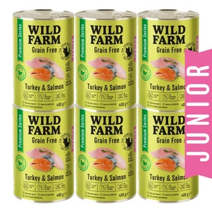 WILD FARM Premium Grain Free Turkey and Salmon Junior 6x400g - kačiukų ėdalas be grūdų