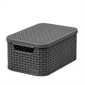 Krepšelis Curver su dangčiu "Rattan Style S grey