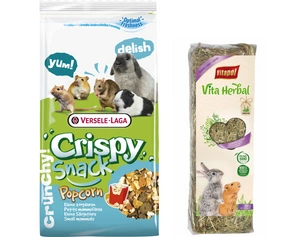 VERSELE LAGA Snack Popcorn 650g - papildomas maistas graužikams + VITAPOL Šienas graužikams 500g