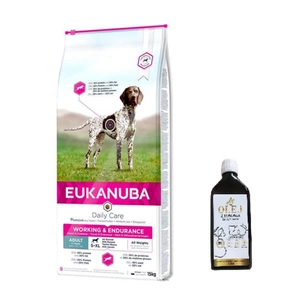 EUKANUBA Platinum Performance Working & Endurance 15kg + LAB V Vitaminų praturtintas lašišų aliejus 250ml