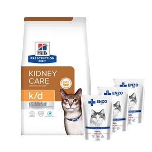 HILL'S PD Prescription Diet Feline k/d Tuna 1,5kg + ENZO VET Renal su jautiena želė katėms 3x100g