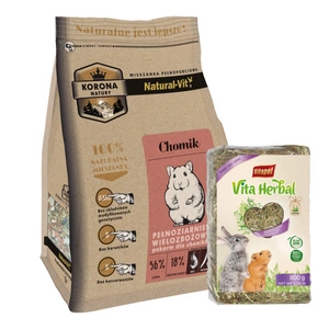 KORONA NATURY Natural-Vit maistas žiurkėnams 750g + VITAPOL Šienas stambiems graužikams 800g