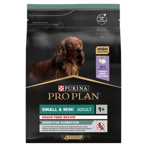 PRO PLAN Sensitive Digestion Small & Mini Adult kalakutienos turtingas ėdalas suaugusiems šunims 2,5 kg