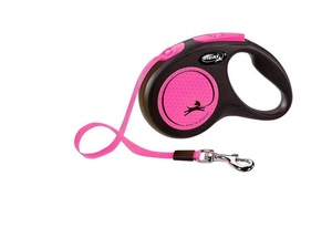 FLEXI pavadėlis New Neon pink S - 5 m iki 15 kg - juosta