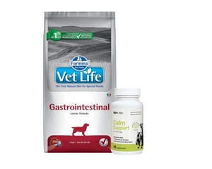 FARMINA Vet Life Dog Gastrointestinal 12kg + LAB-V Calm Support - streso ir elgesio sutrikimų simptomų palaikymas 45 kapsulės